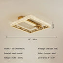 Modern rectangular gold crystal led ceiling lighting fixture bedroom