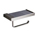 Modern rectangular metal toilet paper holder with tray for bathroom