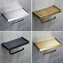 Modern rectangular metal toilet paper holder with tray for bathroom