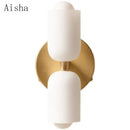 Modern red and white double head glass wall light for bedroom
