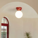 Modern red and white iron glass led ceiling lights bedroom globe