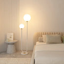 Modern red and white metal floor lamp living room dual glass spheres