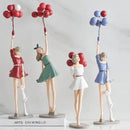 Modern red & blue balloon girls resin figurines living room decor