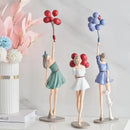 Modern red & blue balloon girls resin figurines living room decor