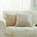 Modern red & cream geometric chenille lumbar pillowcase living room