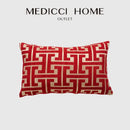 Modern red & cream geometric chenille lumbar pillowcase living room