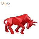 Modern red decorbites geometric bull sculpture living room ornament