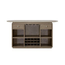 Modern Red Oak Home Bar Cabinet With Travertine Stone Top And Natural Rope Front (SAK72931)