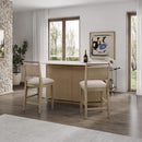 Modern Red Oak Home Bar Cabinet With Travertine Stone Top And Natural Rope Front (SAK72931)