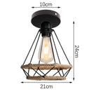 Modern retro black iron cage ceiling light for kitchen lighting