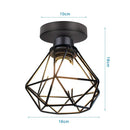 Modern retro black iron cage ceiling light for kitchen lighting