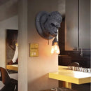 Modern retro dark gray gorilla resin wall lamp bedroom sconce