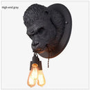 Modern retro dark gray gorilla resin wall lamp bedroom sconce