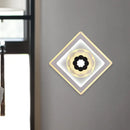 DecorBites™ Minimal Acrylic Rhombus LED Wall Sconce Light with Bloom Pattern (White/Black) for Study Rooms