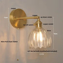 Modern ribbed amber glass copper led wall sconce bedroom lamp
