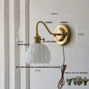 Modern ribbed amber glass copper led wall sconce bedroom lamp