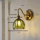 Modern ribbed amber glass copper led wall sconce bedroom lamp