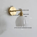 Modern ribbed amber glass copper led wall sconce bedroom lamp