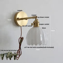 Modern ribbed amber glass copper led wall sconce bedroom lamp