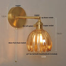 Modern ribbed amber glass copper led wall sconce bedroom lamp