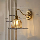 Modern ribbed amber glass wall sconce bedroom glass copper knob