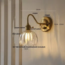 Modern ribbed amber glass wall sconce bedroom glass copper knob