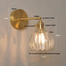 Modern ribbed amber glass wall sconce bedroom glass copper knob