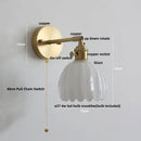 Modern ribbed amber glass wall sconce bedroom glass copper knob