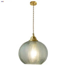 Modern ribbed blue glass led pendant lamp dining room lighting