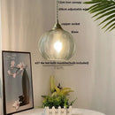 Modern ribbed blue glass led pendant lamp dining room lighting