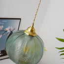 Modern ribbed blue glass led pendant lamp dining room lighting