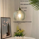 Modern ribbed blue glass led pendant light for kitchens