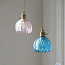 DecorBites™ Blue Glass LED Pendant Light: Modern Nordic Hang Lamp for Living, Dining, Coffee Room