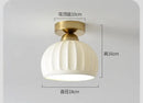 Modern ribbed ceramic glass chandelier white and brass living room light