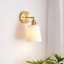 Modern ribbed ceramic led wall light bedroom brass pull chain