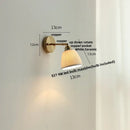 Modern ribbed ceramic led wall lights with brass arm bedroom sconce
