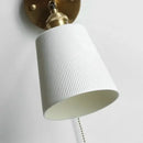 Modern ribbed ceramic led wall lights with brass arm bedroom sconce