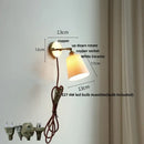 Modern ribbed ceramic led wall lights with brass arm bedroom sconce