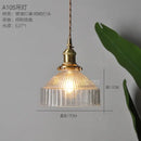 Modern ribbed clear glass pendant light kitchen brass fixture