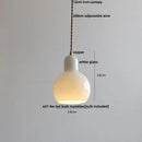 Modern ribbed copper white glass pendant lamp living room decor