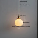 Modern ribbed copper white glass pendant lamp living room decor