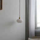 Modern ribbed copper white glass pendant lamp living room decor