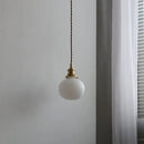 Modern ribbed copper white glass pendant lamp living room decor