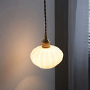 Modern ribbed copper white glass pendant lamp living room decor