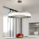 Modern ribbed crystal led ceiling pendant – living room chandelier