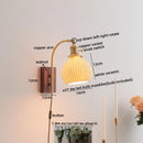 DecorBites™ Ceramic Walnut LED Wall Lights Modern Bedside Lamp - Knob Switch