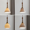 Modern ribbed glass ceramic led pendant lamp dining room brass finish