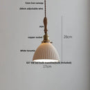 Modern ribbed glass ceramic led pendant lamp dining room brass finish