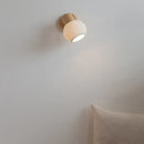 Modern ribbed glass ceramic led wall lights bedroom wood base lamp