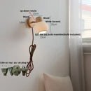 Modern ribbed glass ceramic led wall lights bedroom wood base lamp